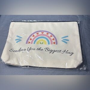 New Sending You the Biggest Hug Rainbow Cream Canvas Bag with Multicolor Design